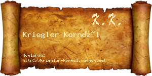 Kriegler Kornél névjegykártya