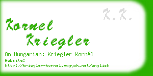 kornel kriegler business card