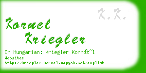 kornel kriegler business card